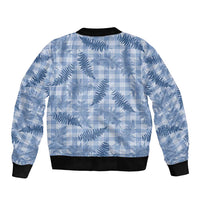 Blue Palaka Hawaii Palapalai Sleeve Zip Bomber Jacket Hawaiian Fern LT14 - Polynesian Pride