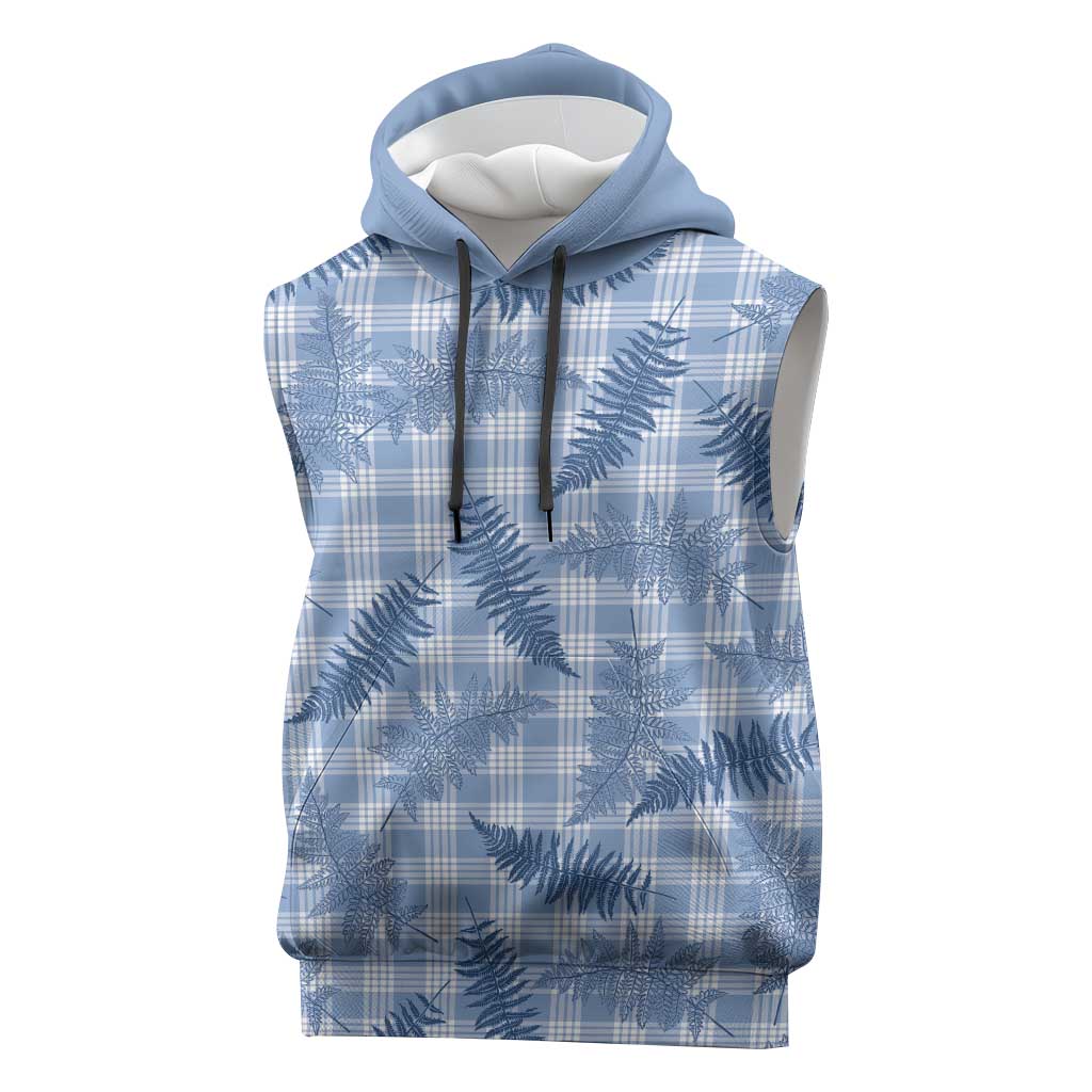 Blue Palaka Hawaii Palapalai Sleeveless Hoodie Hawaiian Fern LT14 Blue - Polynesian Pride