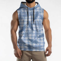 Blue Palaka Hawaii Palapalai Sleeveless Hoodie Hawaiian Fern - Polynesian Pride