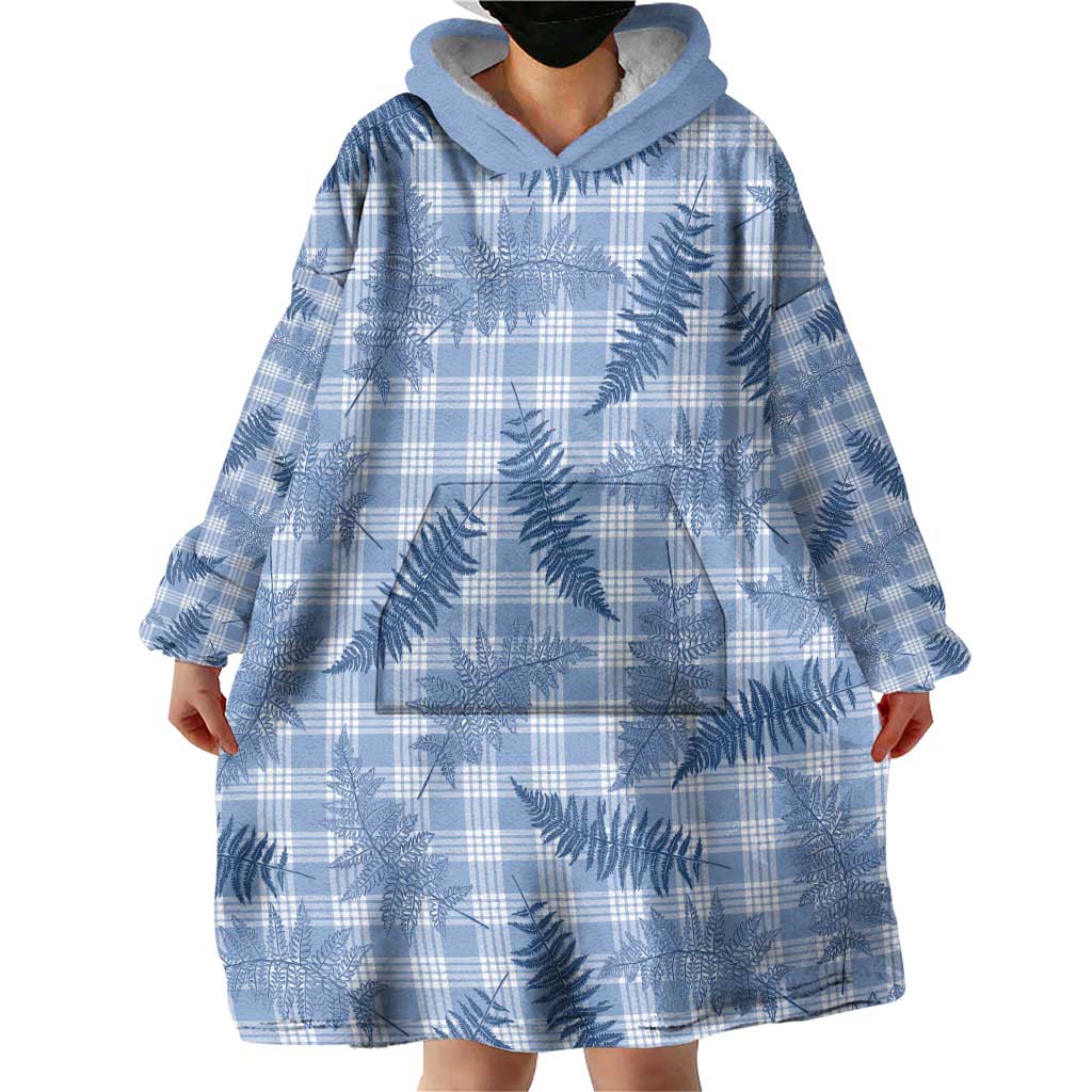 Blue Palaka Hawaii Palapalai Wearable Blanket Hoodie Hawaiian Fern - Polynesian Pride