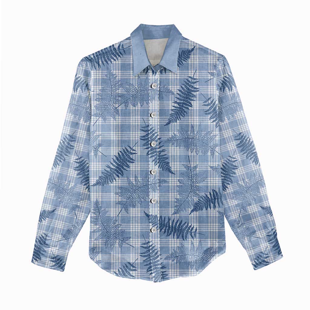 Blue Palaka Hawaii Palapalai Women Casual Shirt Hawaiian Fern LT14 - Polynesian Pride