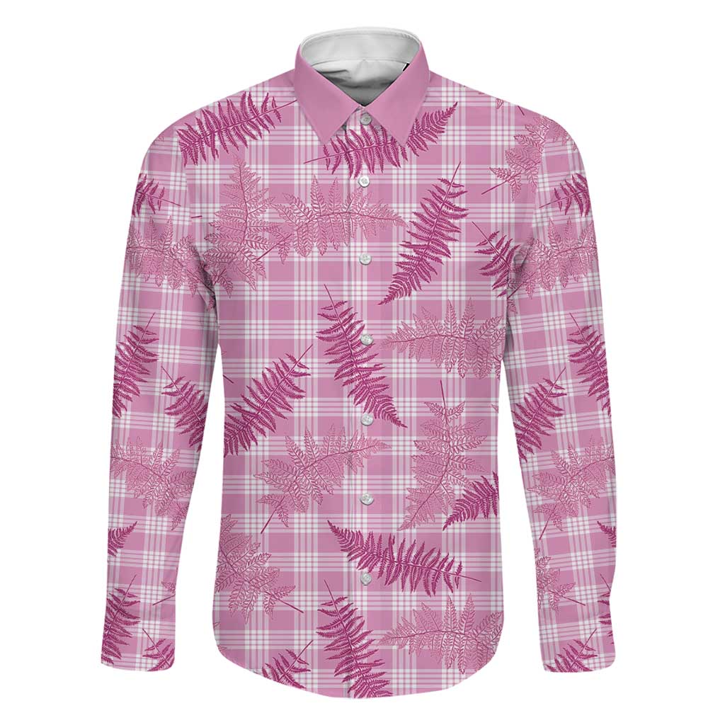 Purple Palaka Hawaii Palapalai Family Matching Off Shoulder Short Dress and Hawaiian Shirt Hawaiian Fern LT14 Dad's Shirt - Long Sleeve Purple - Polynesian Pride