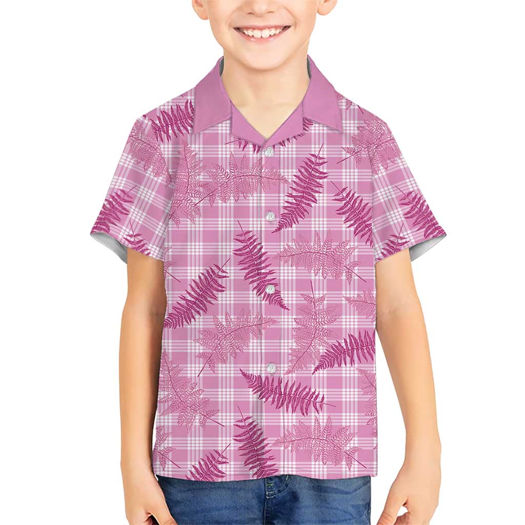 Purple Palaka Hawaii Palapalai Family Matching Off Shoulder Short Dress and Hawaiian Shirt Hawaiian Fern LT14 Son's Shirt Purple - Polynesian Pride