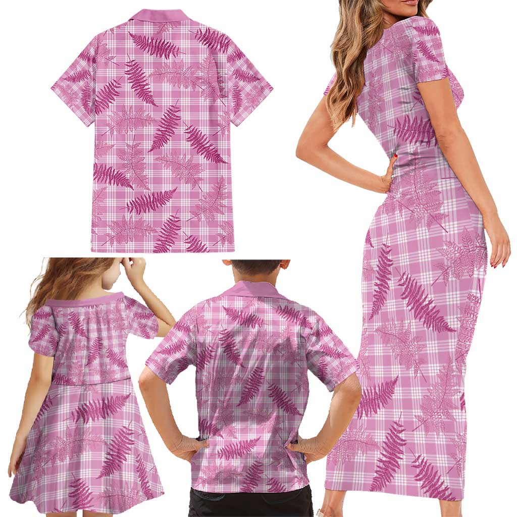Purple Palaka Hawaii Palapalai Family Matching Short Sleeve Bodycon Dress and Hawaiian Shirt Hawaiian Fern - Polynesian Pride