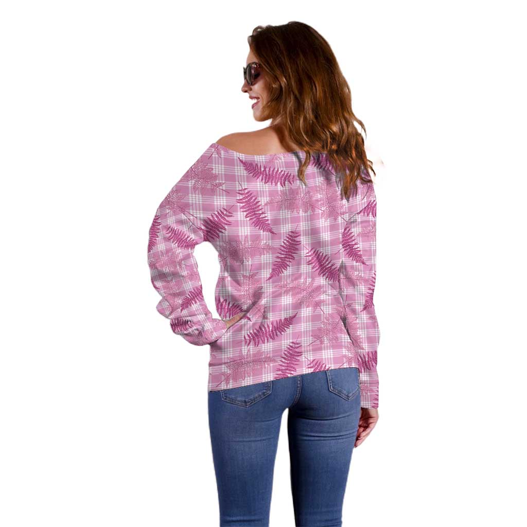 Purple Palaka Hawaii Palapalai Off Shoulder Sweater Hawaiian Fern LT14 - Polynesian Pride