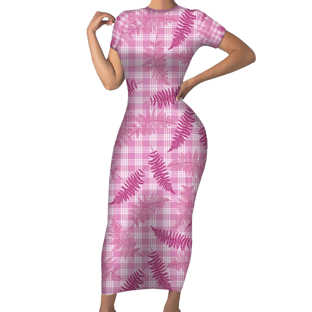 Purple Palaka Hawaii Palapalai Short Sleeve Bodycon Dress Hawaiian Fern - Polynesian Pride