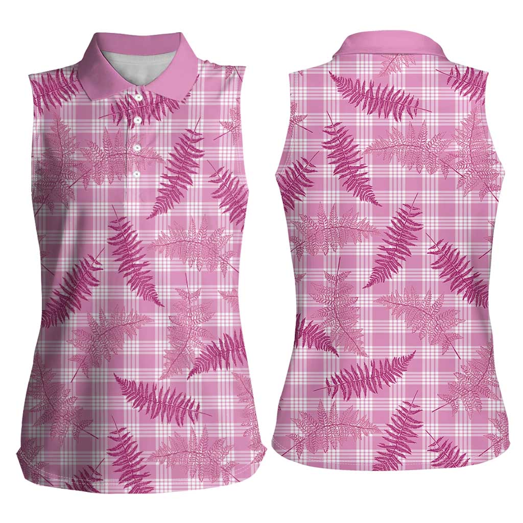 Purple Palaka Hawaii Palapalai Women Sleeveless Polo Shirt Hawaiian Fern - Polynesian Pride