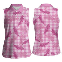 Purple Palaka Hawaii Palapalai Women Sleeveless Polo Shirt Hawaiian Fern - Polynesian Pride