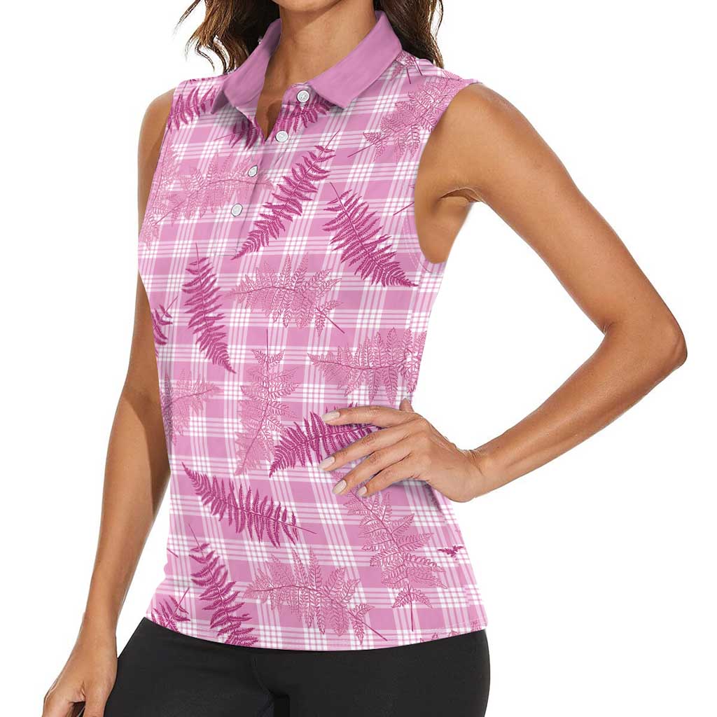 Purple Palaka Hawaii Palapalai Women Sleeveless Polo Shirt Hawaiian Fern - Polynesian Pride