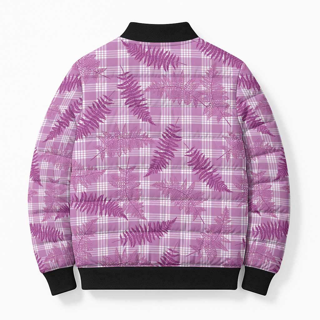 Pink Palaka Hawaii Palapalai Bomber Puffer Jacket Hawaiian Fern - Polynesian Pride