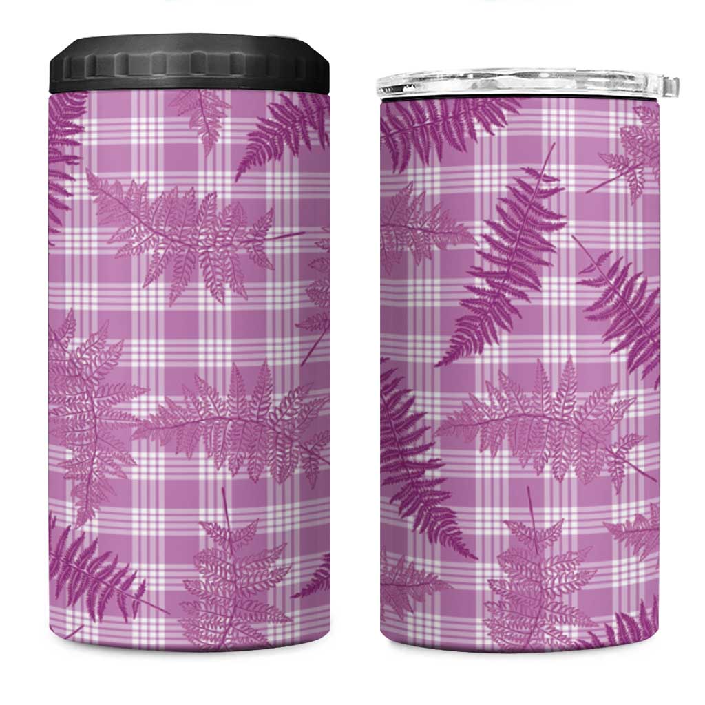 Pink Palaka Hawaii Palapalai 4 in 1 Can Cooler Tumbler Hawaiian Fern - Polynesian Pride