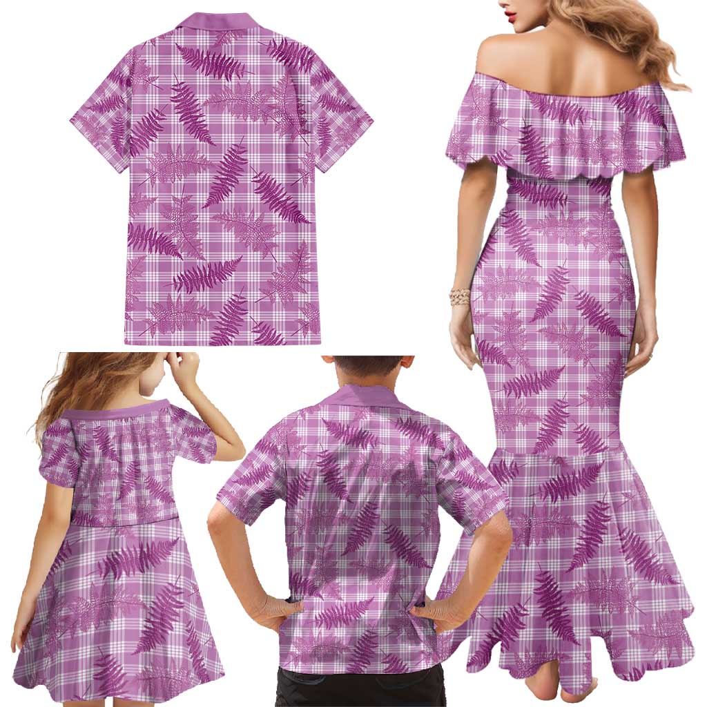 Pink Palaka Hawaii Palapalai Family Matching Mermaid Dress and Hawaiian Shirt Hawaiian Fern - Polynesian Pride
