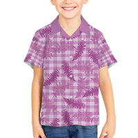 Pink Palaka Hawaii Palapalai Family Matching Off The Shoulder Long Sleeve Dress and Hawaiian Shirt Hawaiian Fern - Polynesian Pride