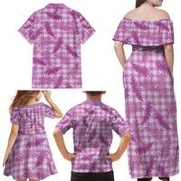 Pink Palaka Hawaii Palapalai Family Matching Off Shoulder Maxi Dress and Hawaiian Shirt Hawaiian Fern - Polynesian Pride