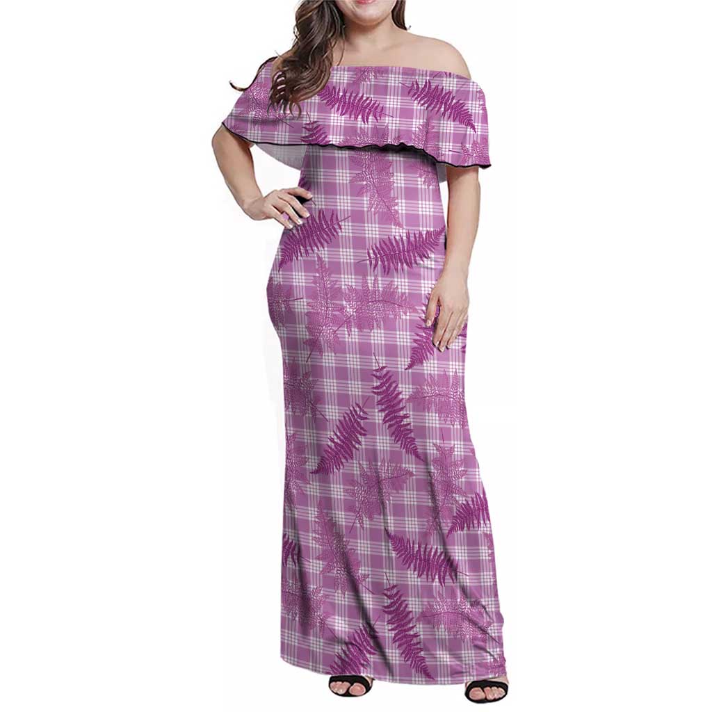 Pink Palaka Hawaii Palapalai Family Matching Off Shoulder Maxi Dress and Hawaiian Shirt Hawaiian Fern - Polynesian Pride