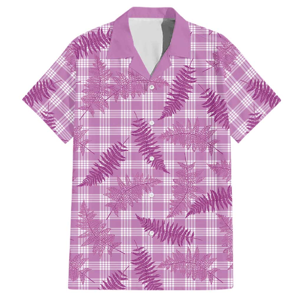 Pink Palaka Hawaii Palapalai Family Matching Puletasi and Hawaiian Shirt Hawaiian Fern LT14 Dad's Shirt - Short Sleeve Pink - Polynesian Pride