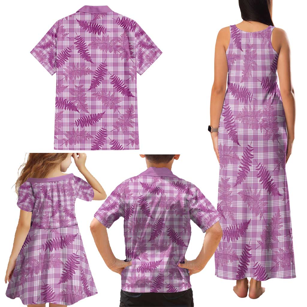 Pink Palaka Hawaii Palapalai Family Matching Tank Maxi Dress and Hawaiian Shirt Hawaiian Fern - Polynesian Pride