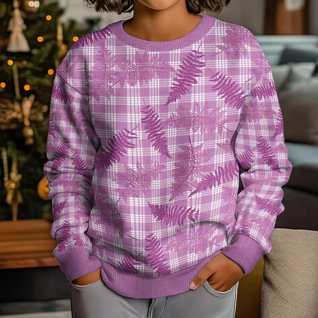 Pink Palaka Hawaii Palapalai Kid Ugly Christmas Sweater Hawaiian Fern - Polynesian Pride