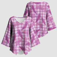 Pink Palaka Hawaii Palapalai Kimono Sleeve Blouse Hawaiian Fern - Polynesian Pride