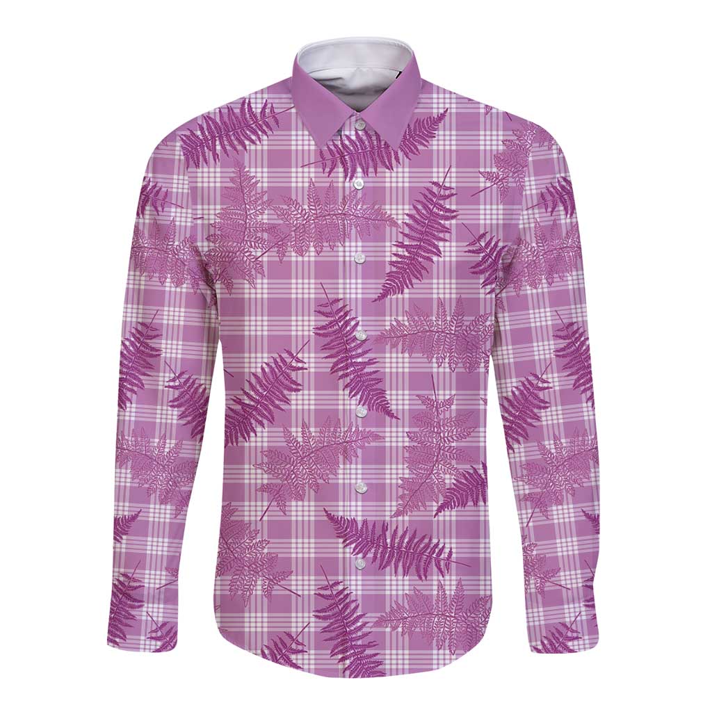 Pink Palaka Hawaii Palapalai Long Sleeve Button Shirt Hawaiian Fern - Polynesian Pride