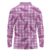 Pink Palaka Hawaii Palapalai Long Sleeve Polo Shirt Hawaiian Fern - Polynesian Pride