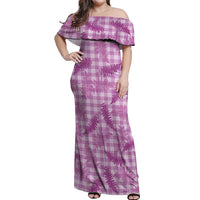 Pink Palaka Hawaii Palapalai Off Shoulder Maxi Dress Hawaiian Fern - Polynesian Pride