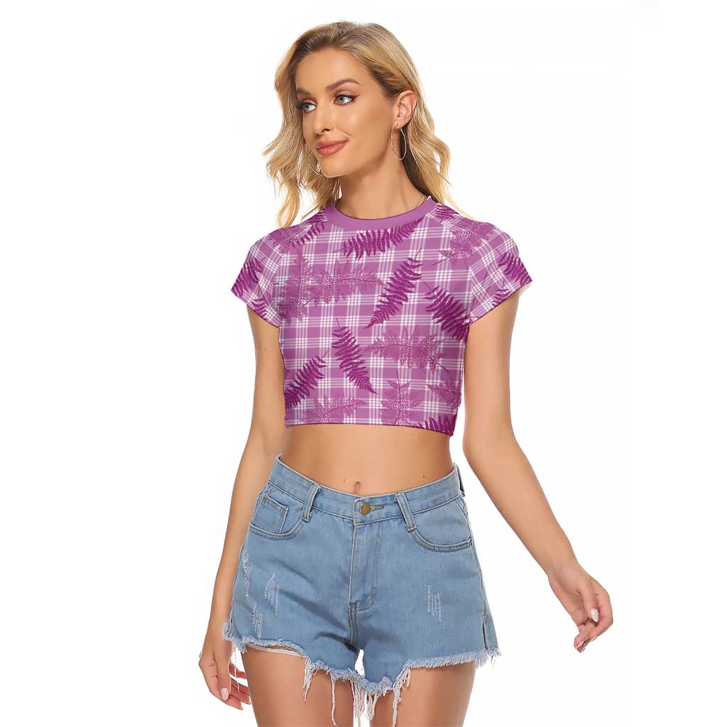 Pink Palaka Hawaii Palapalai Raglan Cropped T Shirt Hawaiian Fern LT14 Female Pink - Polynesian Pride