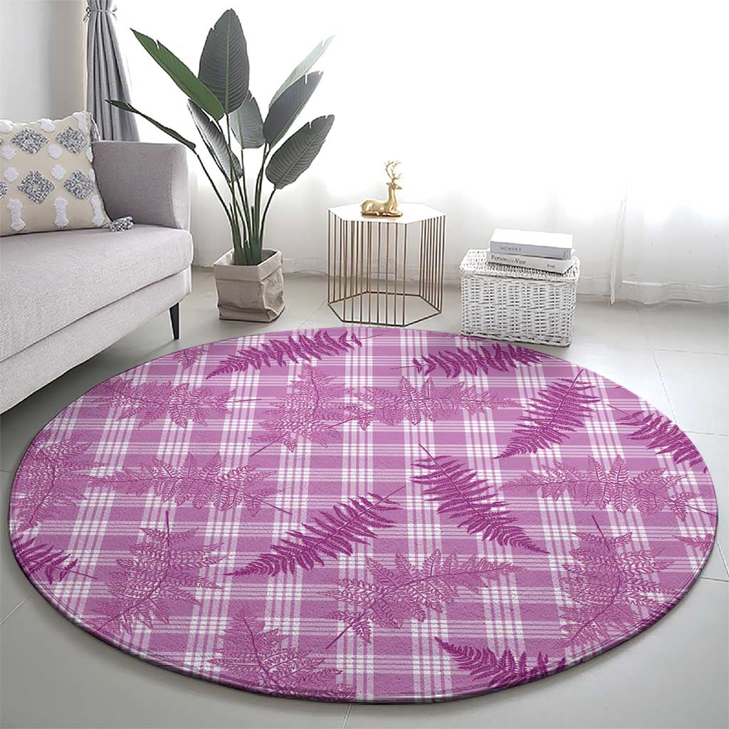Pink Palaka Hawaii Palapalai Round Carpet Hawaiian Fern - Polynesian Pride