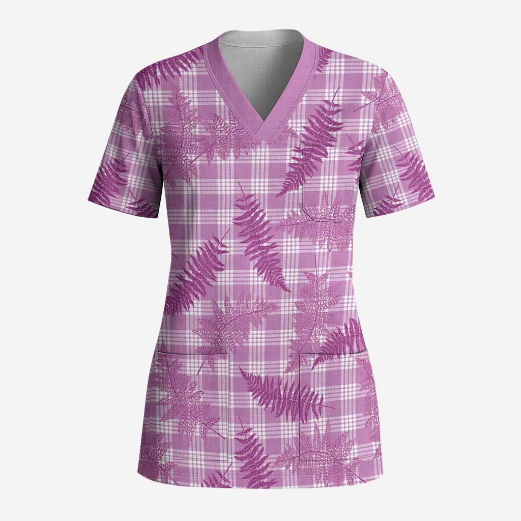 Pink Palaka Hawaii Palapalai Scrub Top Hawaiian Fern - Polynesian Pride