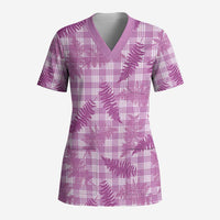 Pink Palaka Hawaii Palapalai Scrub Top Hawaiian Fern - Polynesian Pride