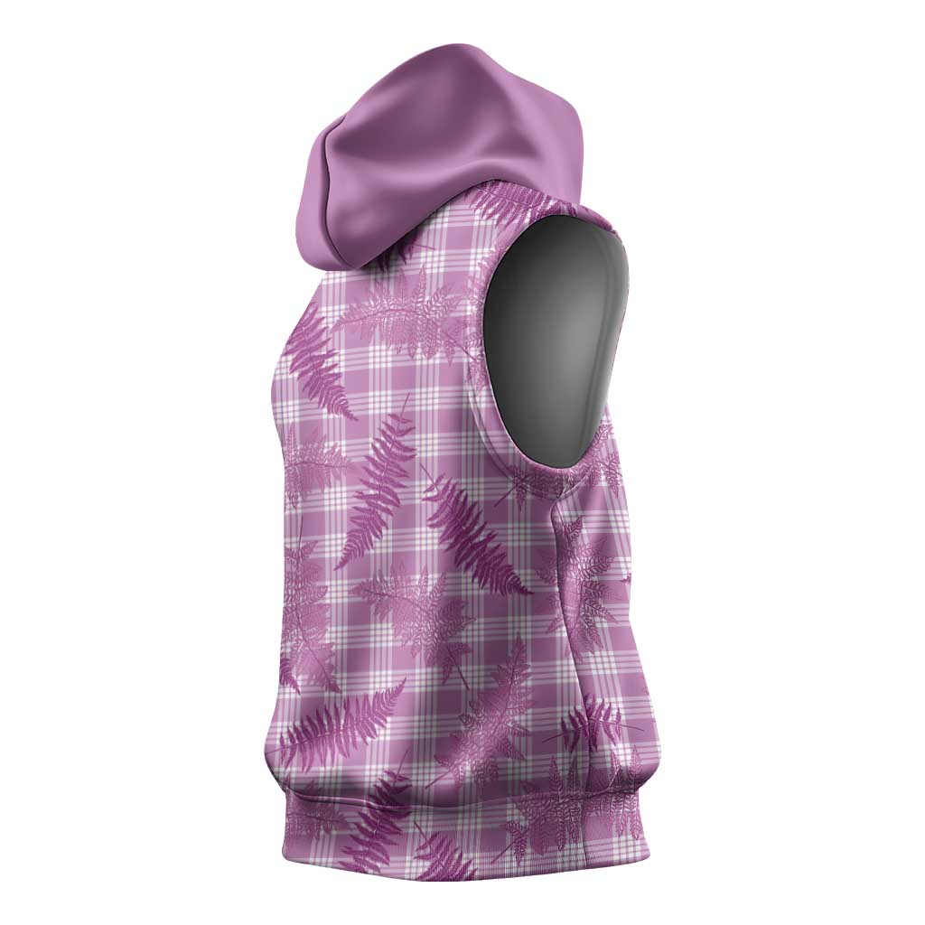 Pink Palaka Hawaii Palapalai Sleeveless Hoodie Hawaiian Fern - Polynesian Pride