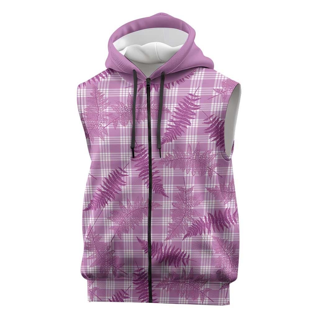 Pink Palaka Hawaii Palapalai Sleeveless Zip Hoodie Hawaiian Fern - Polynesian Pride