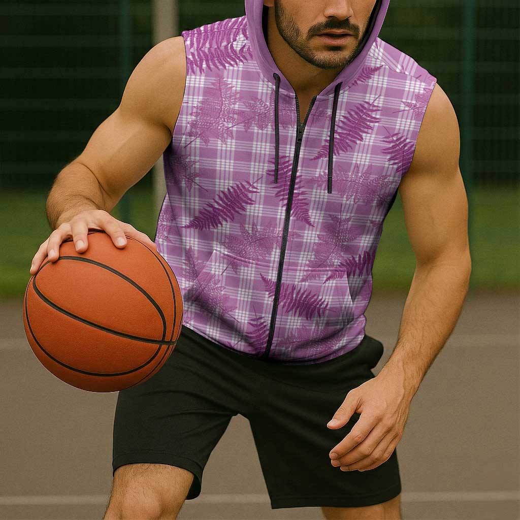 Pink Palaka Hawaii Palapalai Sleeveless Zip Hoodie Hawaiian Fern - Polynesian Pride