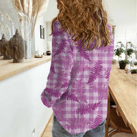 Pink Palaka Hawaii Palapalai Women Casual Shirt Hawaiian Fern LT14 - Polynesian Pride