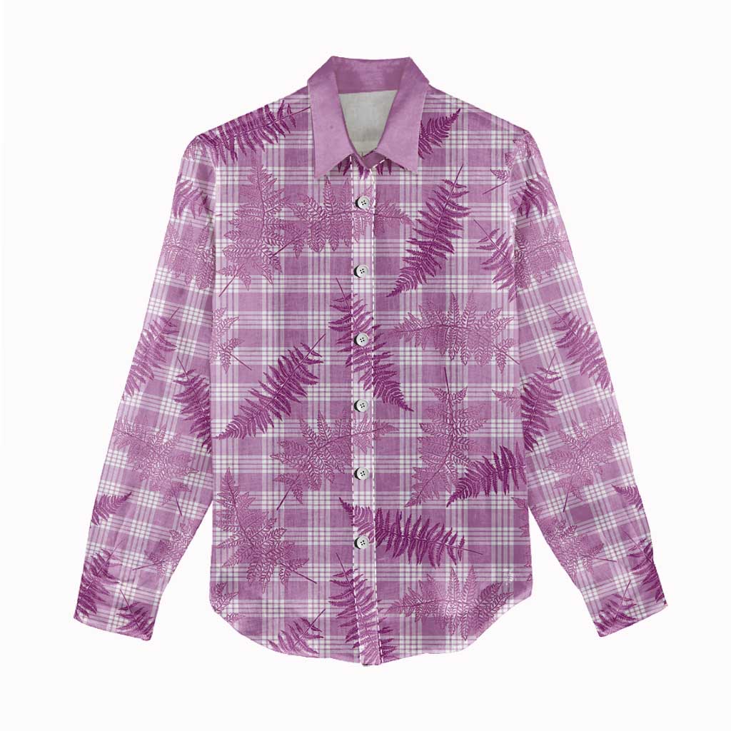 Pink Palaka Hawaii Palapalai Women Casual Shirt Hawaiian Fern LT14 - Polynesian Pride