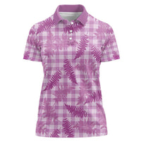 Pink Palaka Hawaii Palapalai Women Polo Shirt Hawaiian Fern - Polynesian Pride