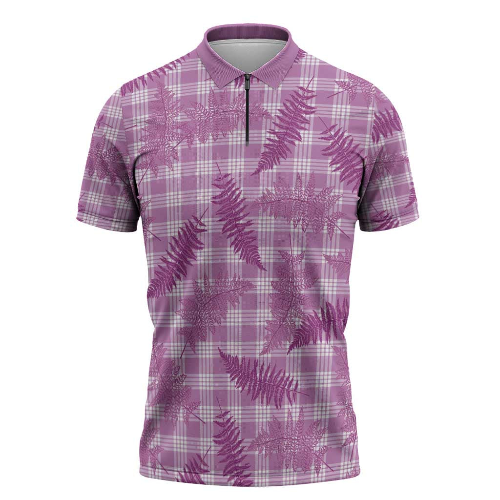 Pink Palaka Hawaii Palapalai Zipper Polo Shirt Hawaiian Fern - Polynesian Pride