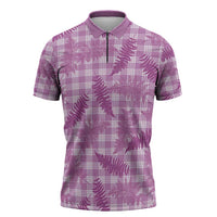 Pink Palaka Hawaii Palapalai Zipper Polo Shirt Hawaiian Fern - Polynesian Pride