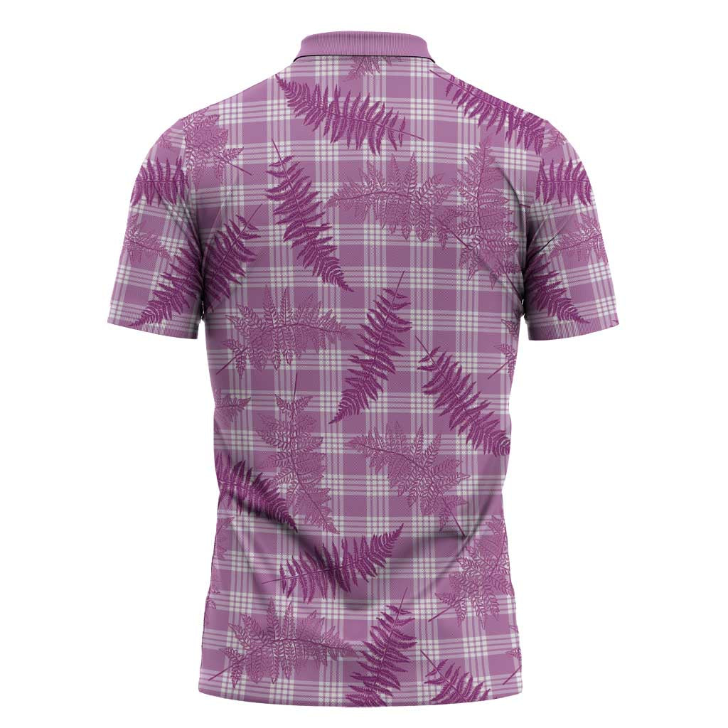 Pink Palaka Hawaii Palapalai Zipper Polo Shirt Hawaiian Fern - Polynesian Pride