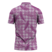 Pink Palaka Hawaii Palapalai Zipper Polo Shirt Hawaiian Fern - Polynesian Pride