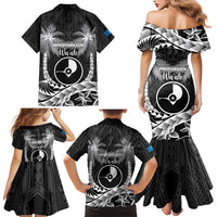 FSM Yap Day Family Matching Mermaid Dress and Hawaiian Shirt 2025 Wa'ab Micronesia Black Color