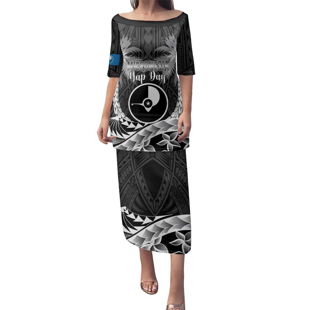 FSM Yap Day Family Matching Puletasi and Hawaiian Shirt 2025 Wa'ab Micronesia Black Color