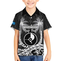 FSM Yap Day Family Matching Tank Maxi Dress and Hawaiian Shirt 2025 Wa'ab Micronesia Black Color