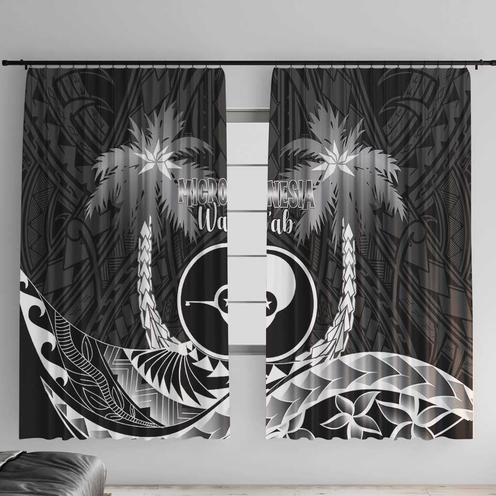 FSM Yap Day Window Curtain 2025 Wa'ab Micronesia Black Color LT14 With Hooks Black - Polynesian Pride
