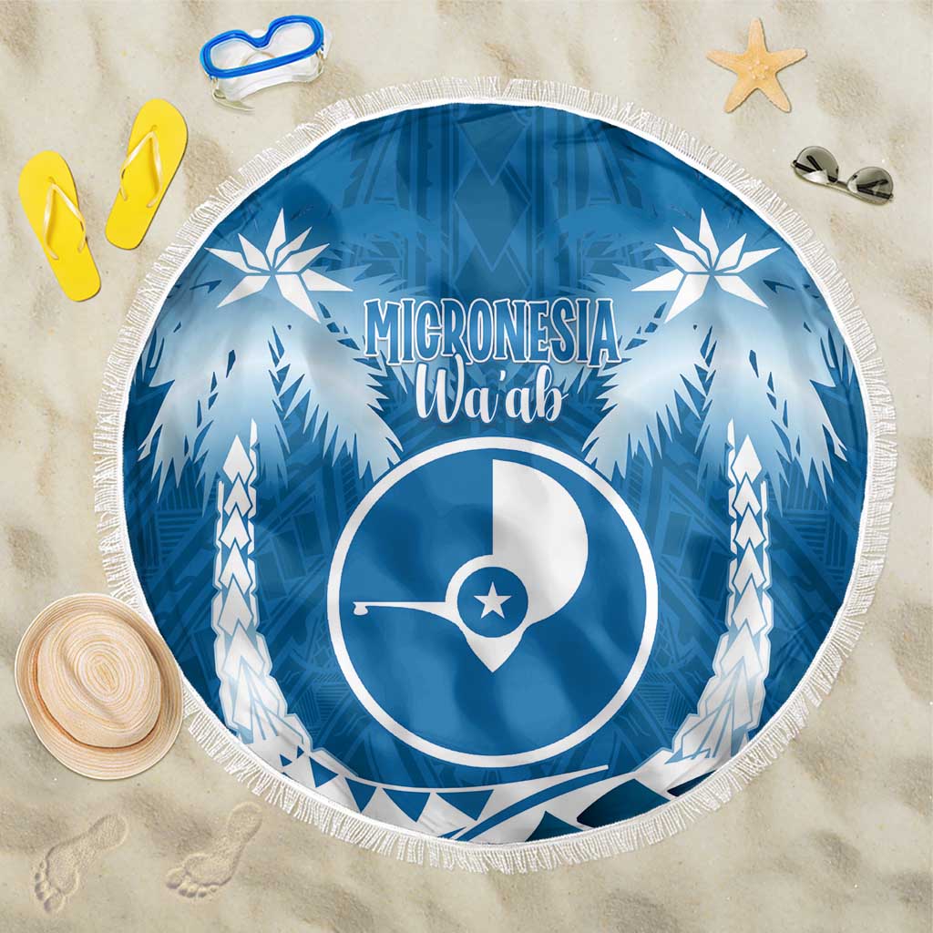 FSM Yap Day Beach Blanket 2025 Wa'ab Micronesia Flag Color LT14 One Size 150cm Blue - Polynesian Pride