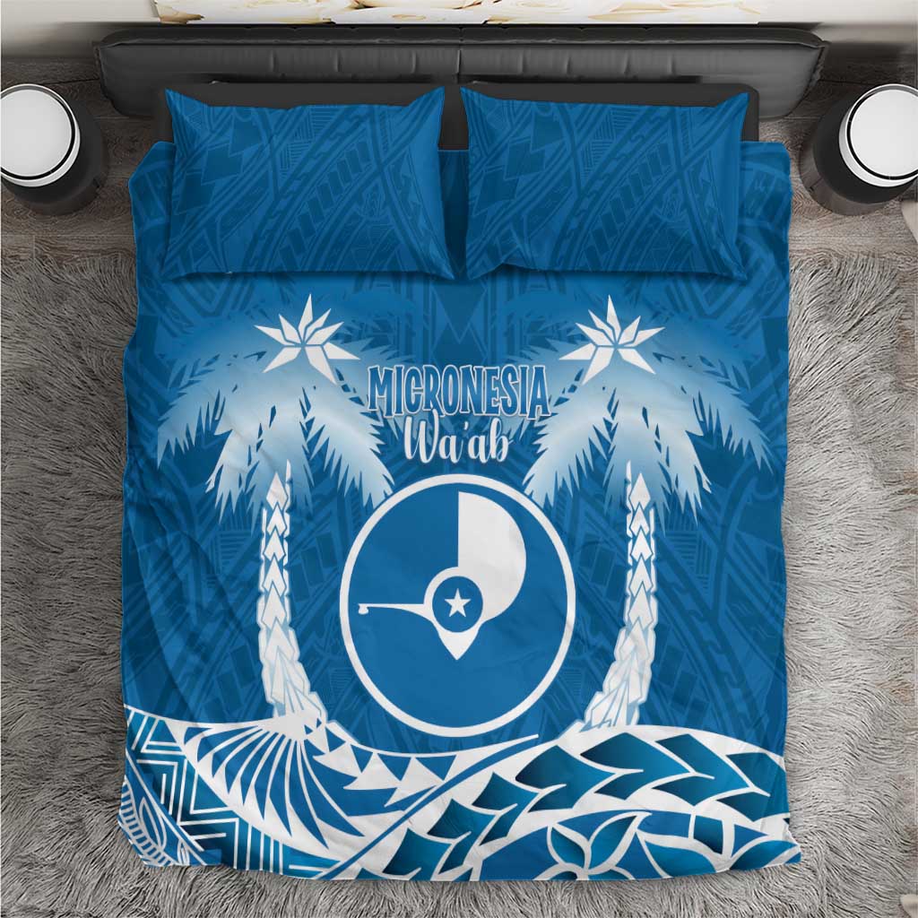FSM Yap Day Bedding Set 2025 Wa'ab Micronesia Flag Color LT14 Blue - Polynesian Pride