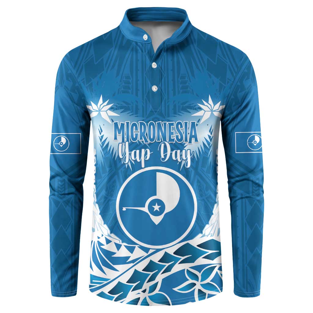 FSM Yap Day Button Sweatshirt 2025 Wa'ab Micronesia Flag Color LT14 Blue - Polynesian Pride