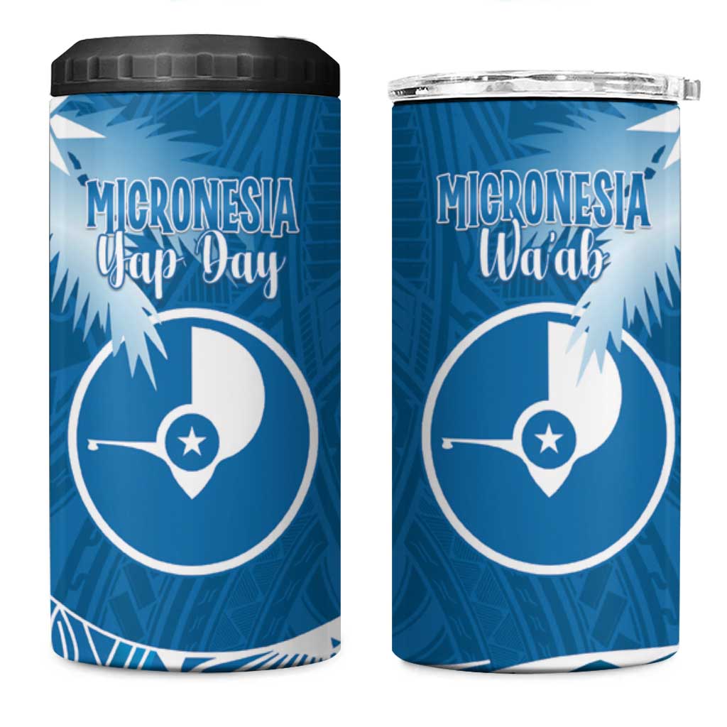 FSM Yap Day 4 in 1 Can Cooler Tumbler 2025 Wa'ab Micronesia Flag Color LT14 One Size: 16 oz Blue - Polynesian Pride
