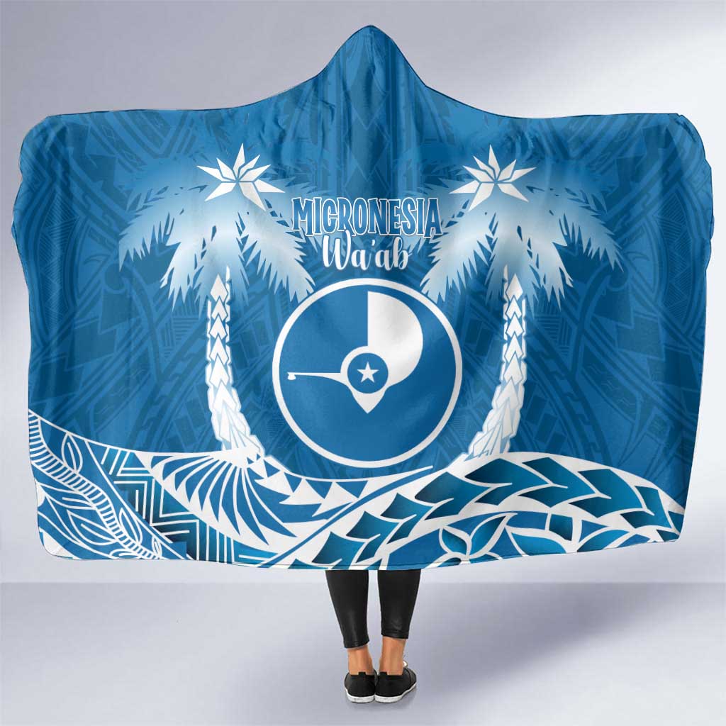 FSM Yap Day Hooded Blanket 2025 Wa'ab Micronesia Flag Color LT14 One Size Blue - Polynesian Pride