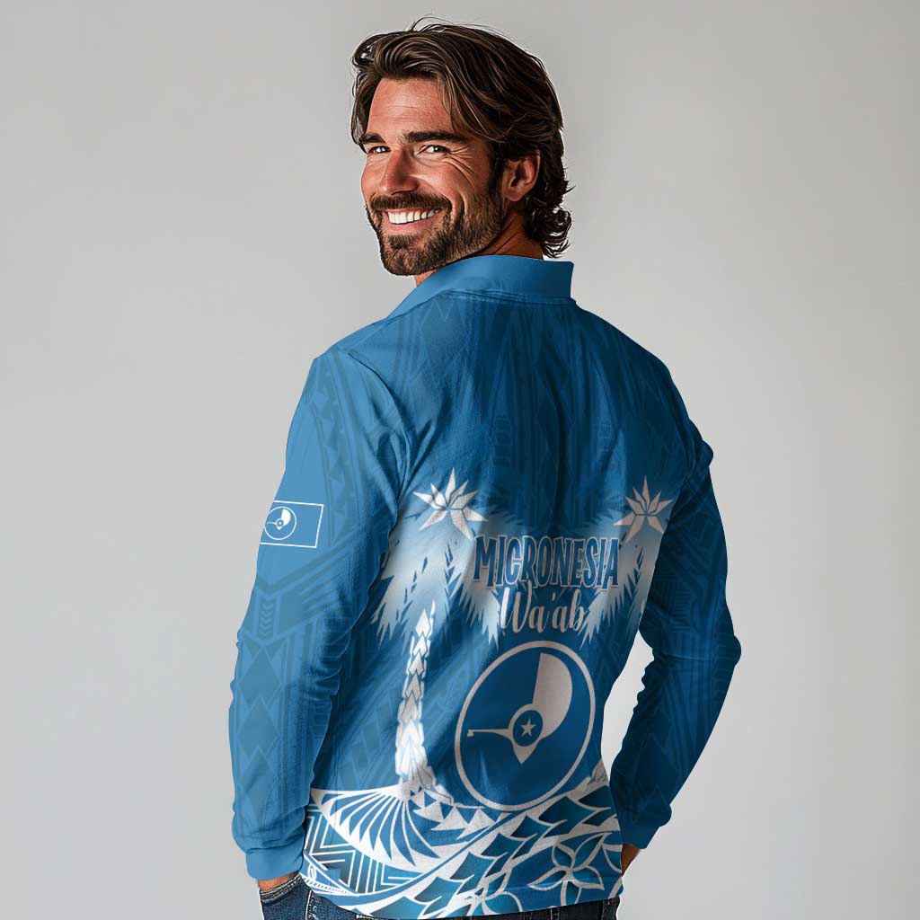 FSM Yap Day Long Sleeve Polo Shirt 2025 Wa'ab Micronesia Flag Color